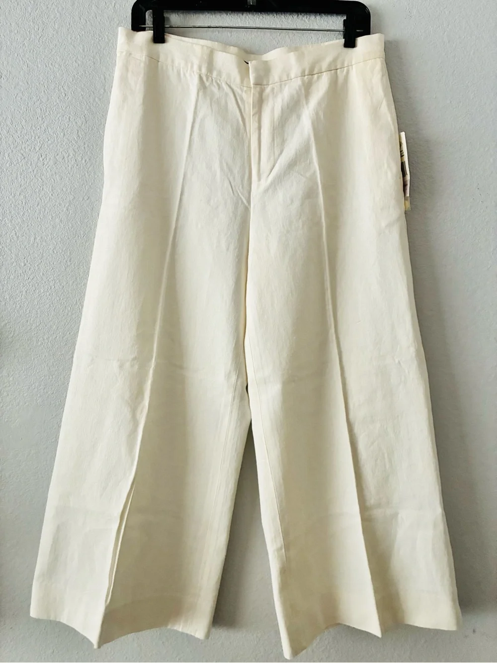 VTG Lauren Ralph Lauren Colonial Cream 8 Linen Cotton Blend WIDE Leg Slacks